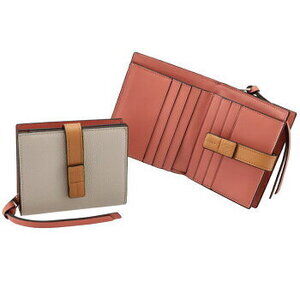 Loewe Bifold Compact Zip Wallet Beige